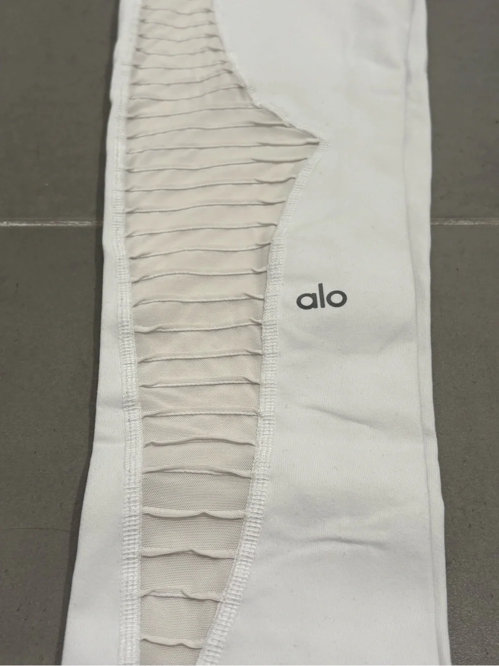 ALO Yoga White Mesh-Panel Leggings